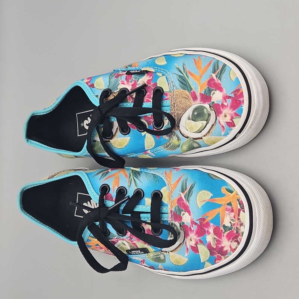 Vans Turquoise Floral Athletic Shoes with Black Laces - Picture 5 of 10